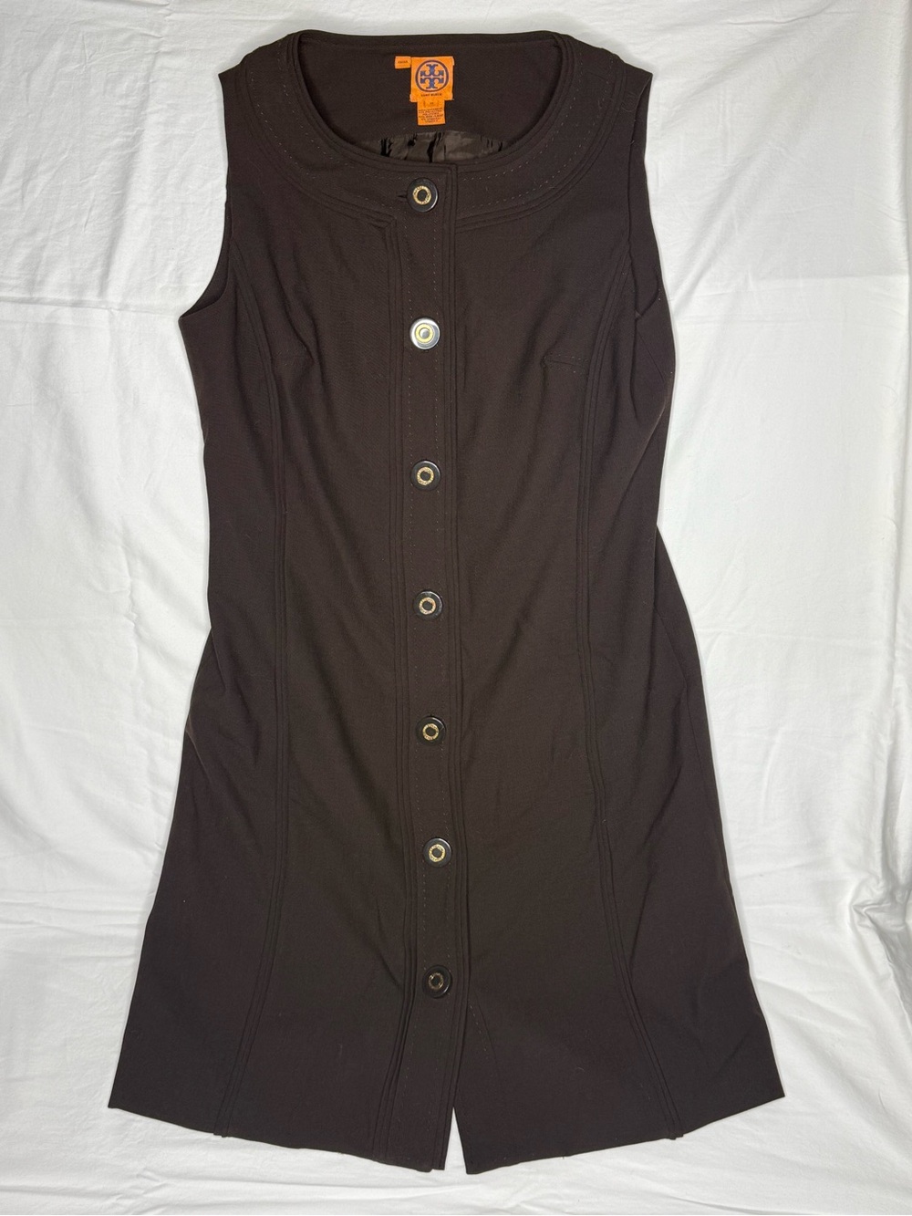 Tory Burch Brown Wool Blend Button Front Shift Dress Size 14
